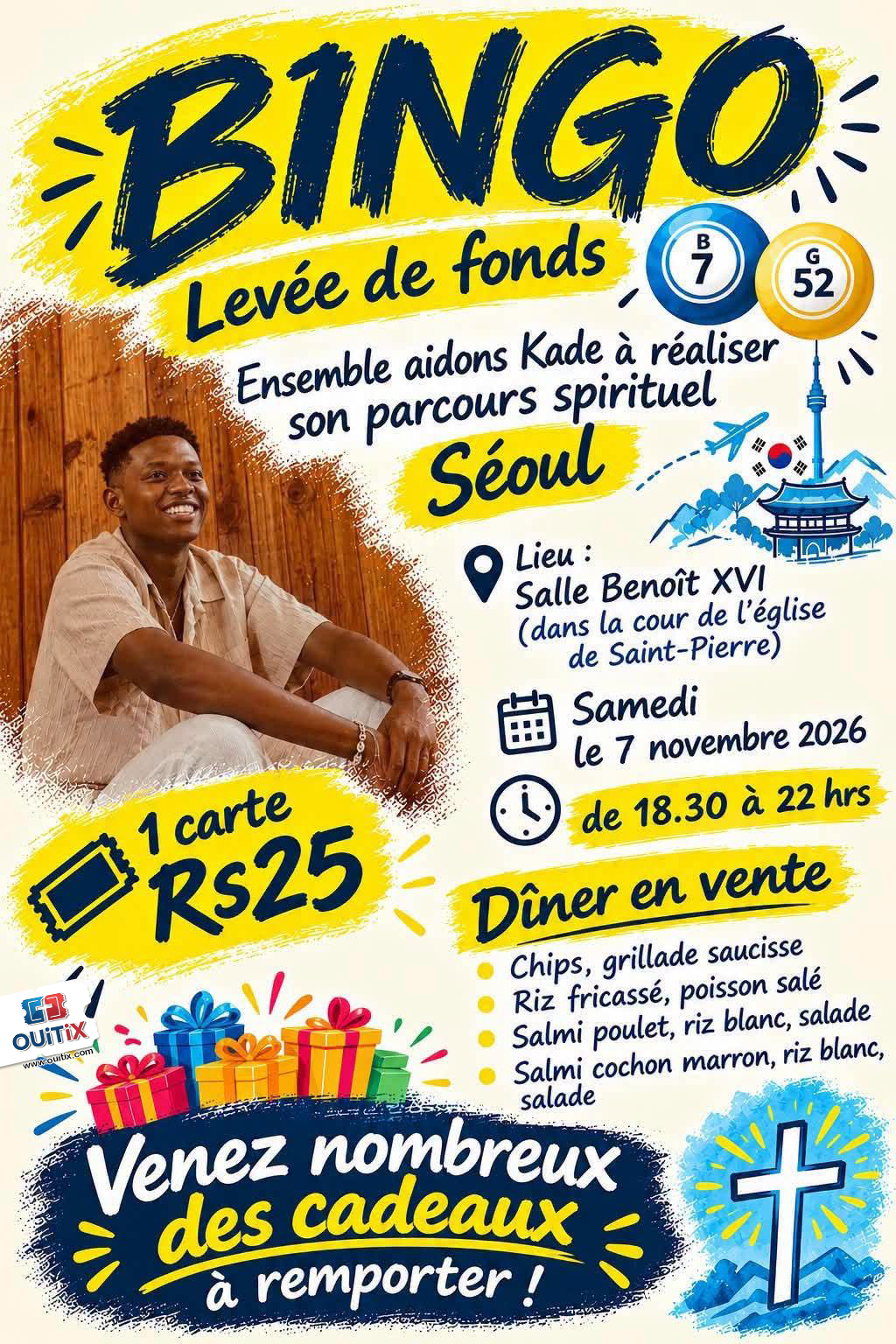 Bingo : Levée de fonds pour le parcours spirituel de Kade à Séoul