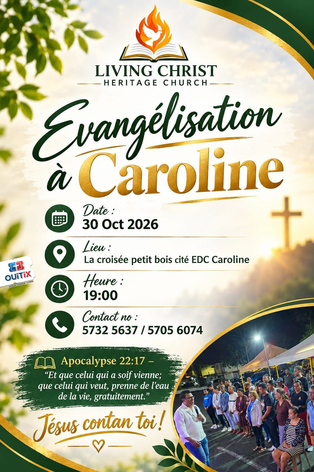 Évangélisation à Caroline par la Living Christ Heritage Church